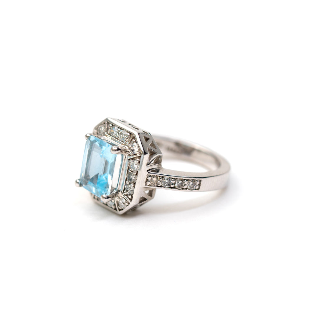 Aquamarine Diamond Ring